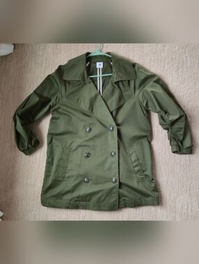 CAbi Expedition jacket trench Safari Travel Springbreak Lightweight M EUC Green